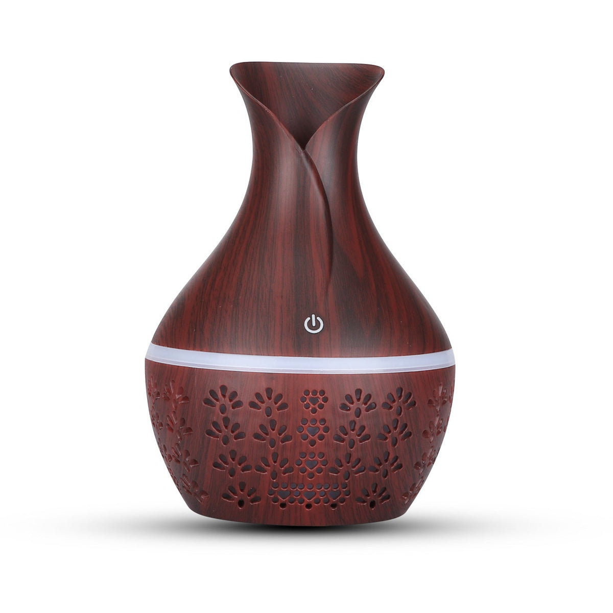 Wood-Grain Vase Humidifier for Bedroom with LED Glow