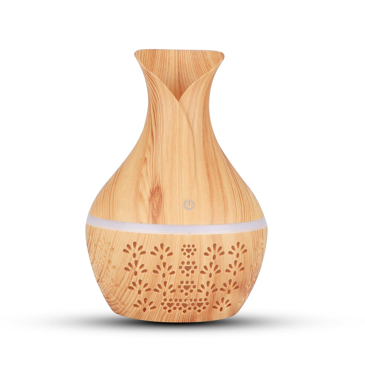 Wood-Grain Vase Humidifier for Bedroom with LED Glow