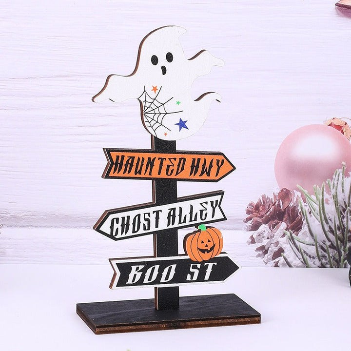 Halloween Wooden Ghost Sign Display for Festive Decor