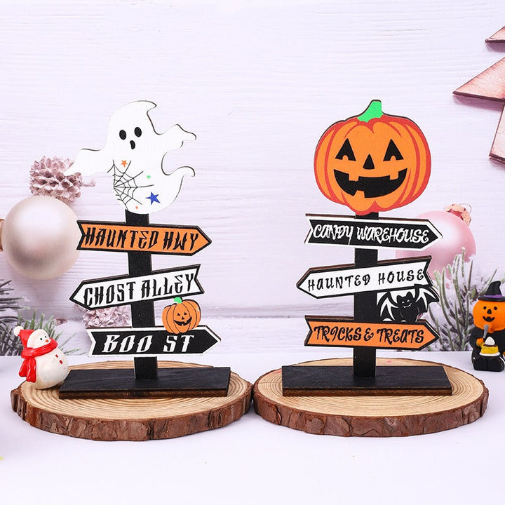 Halloween Wooden Ghost Sign Display for Festive Decor