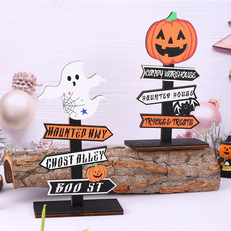 Halloween Wooden Ghost Sign Display for Festive Decor