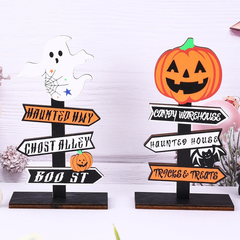 Halloween Wooden Ghost Sign Display for Festive Decor