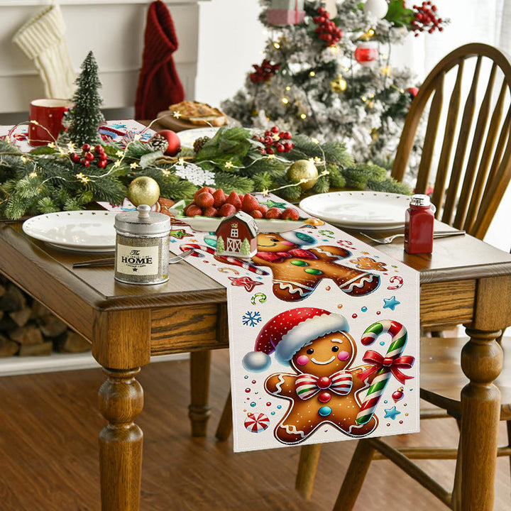 Gingerbread Christmas Table Runner Festive Table Decor