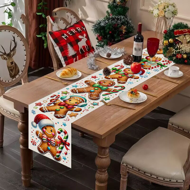 Gingerbread Christmas Table Runner Festive Table Decor