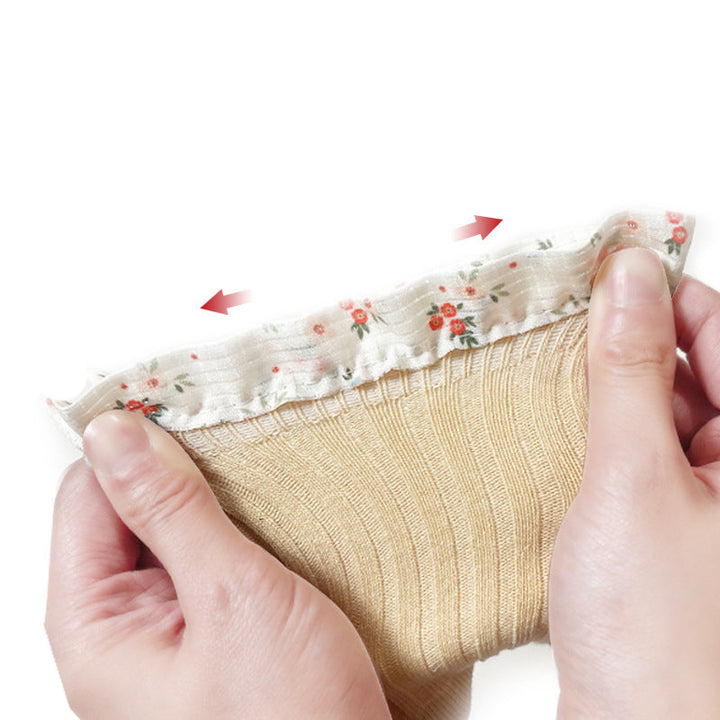 Baby Girl Socks with Soft Cotton Floral Ruffle Cuffs