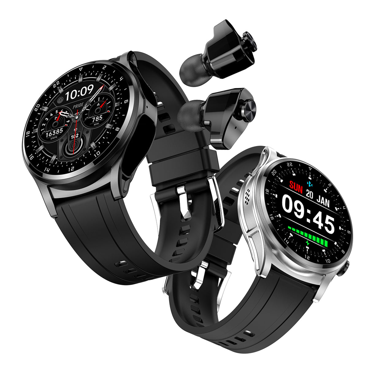 Smart Watch with Detachable TWS Earbuds for Fitness