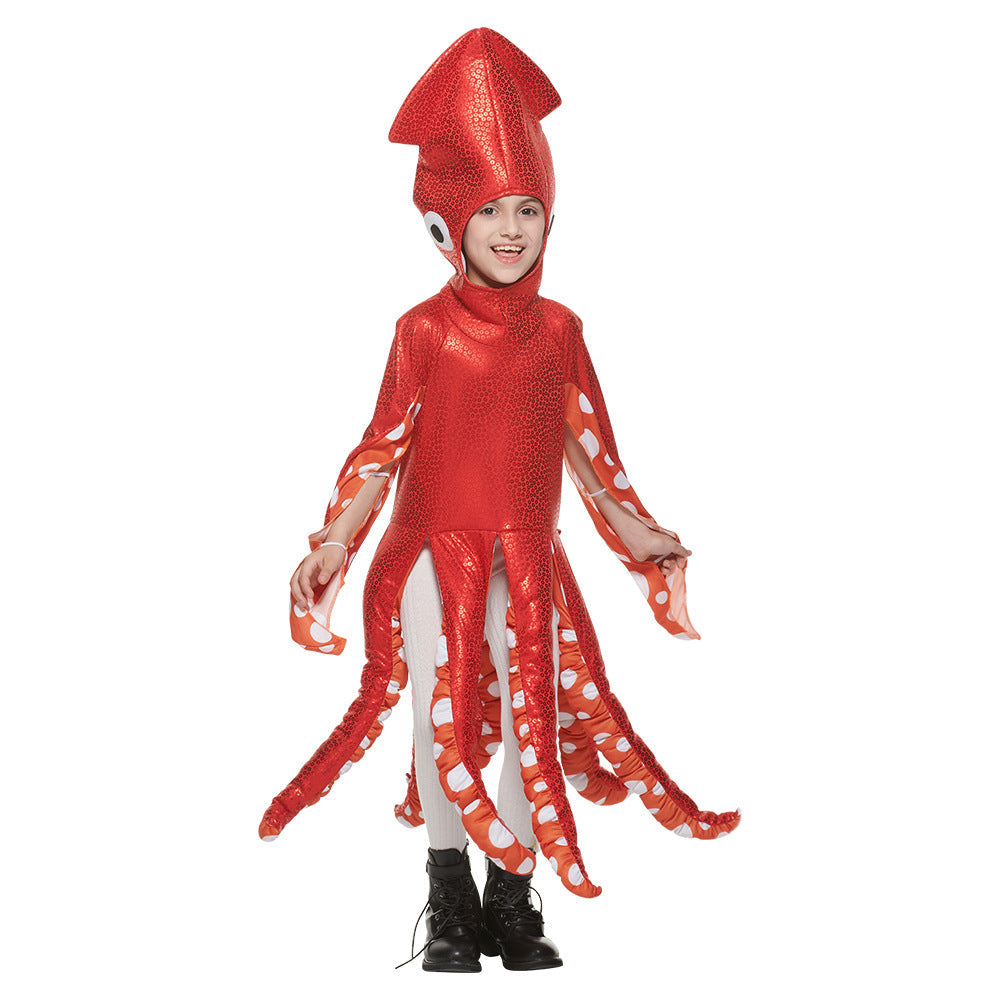 Squid Halloween Costume for Kids | Sparkly Red One-Piece