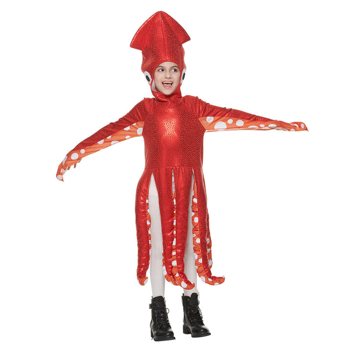 Squid Halloween Costume for Kids | Sparkly Red One-Piece