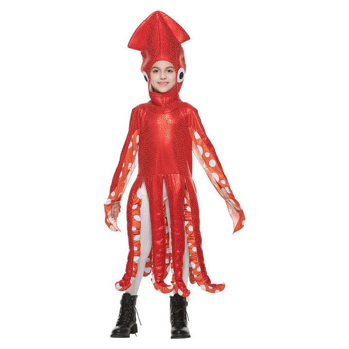 Squid Halloween Costume for Kids | Sparkly Red One-Piece