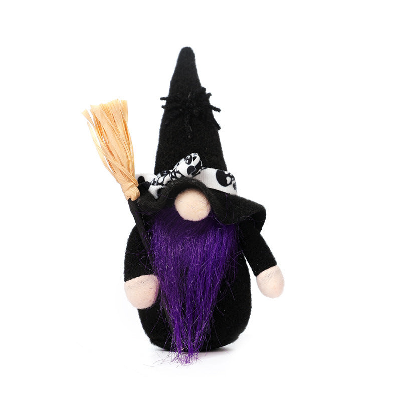 Halloween Faceless Rag Dolls With Brooms, 3-Piece Set