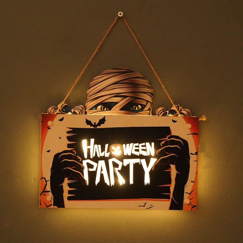 Halloween Wall Sign With Warm Backlit Glow Decoration
