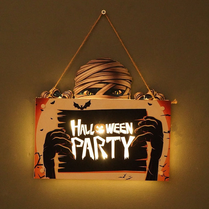 Halloween Wall Sign With Warm Backlit Glow Decoration