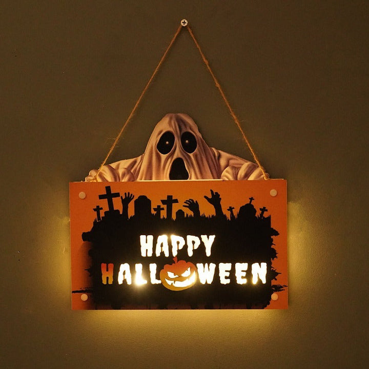 Halloween Wall Sign With Warm Backlit Glow Decoration