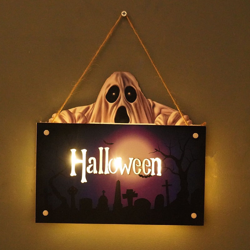 Halloween Wall Sign With Warm Backlit Glow Decoration