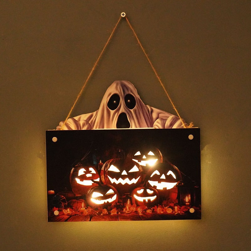 Halloween Wall Sign With Warm Backlit Glow Decoration