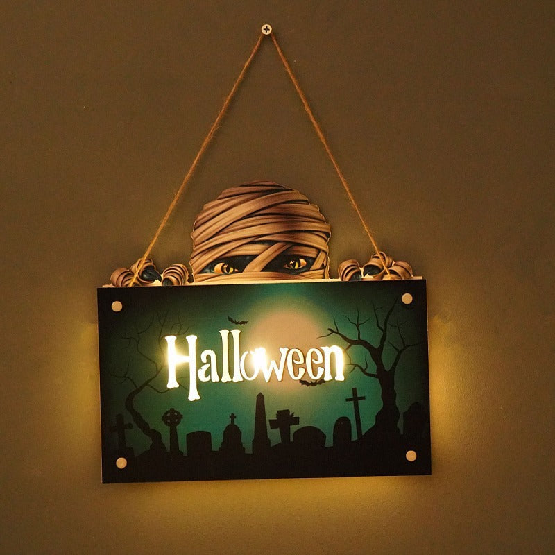 Halloween Wall Sign With Warm Backlit Glow Decoration
