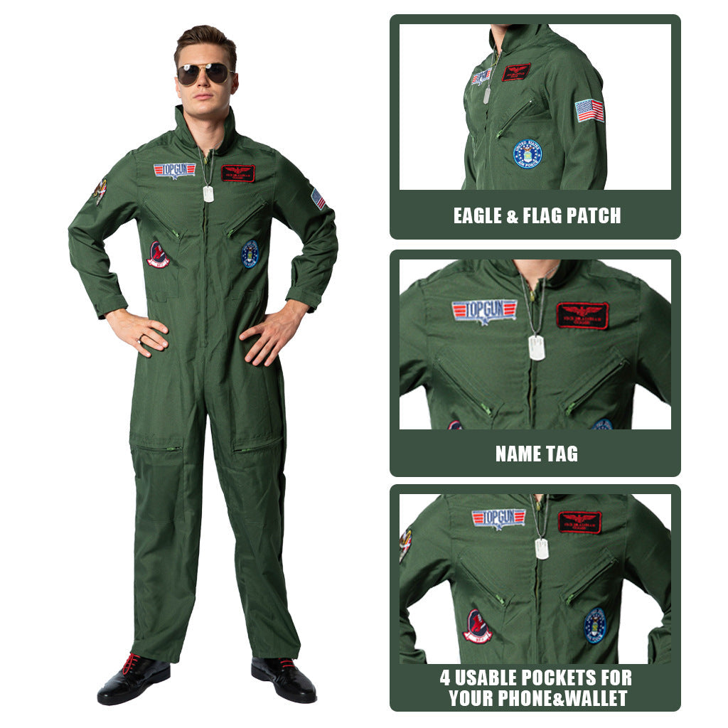 Pilot Costume Jumpsuit With Four Pockets | Top Gun Style