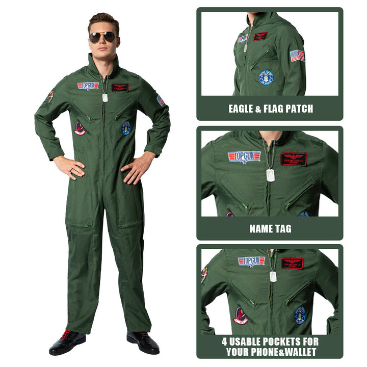 Pilot Costume Jumpsuit With Four Pockets | Top Gun Style