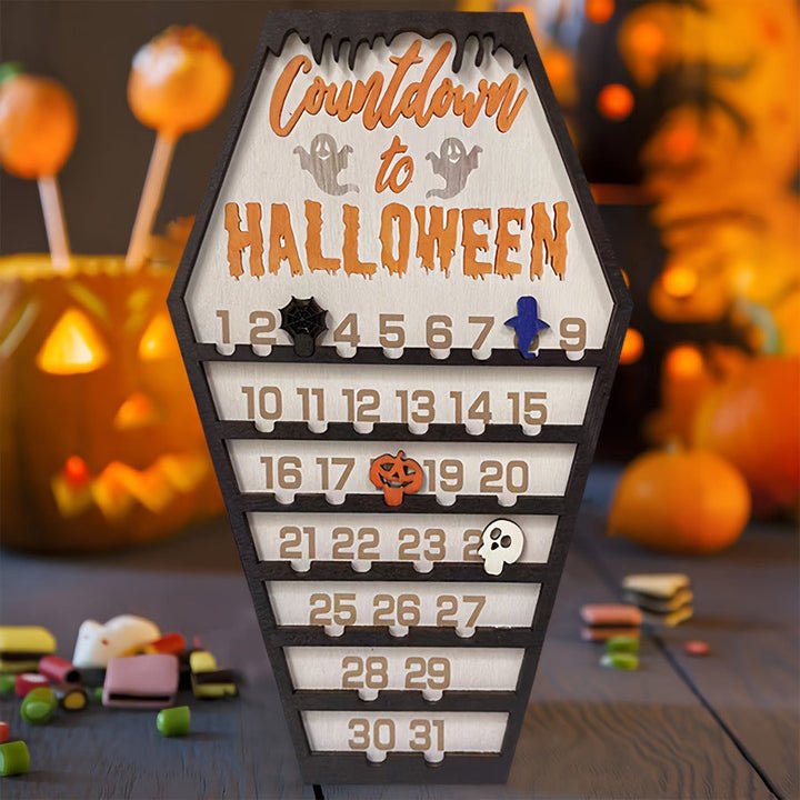 Halloween Wooden Countdown Calendar | 31-Day Mantel Decor