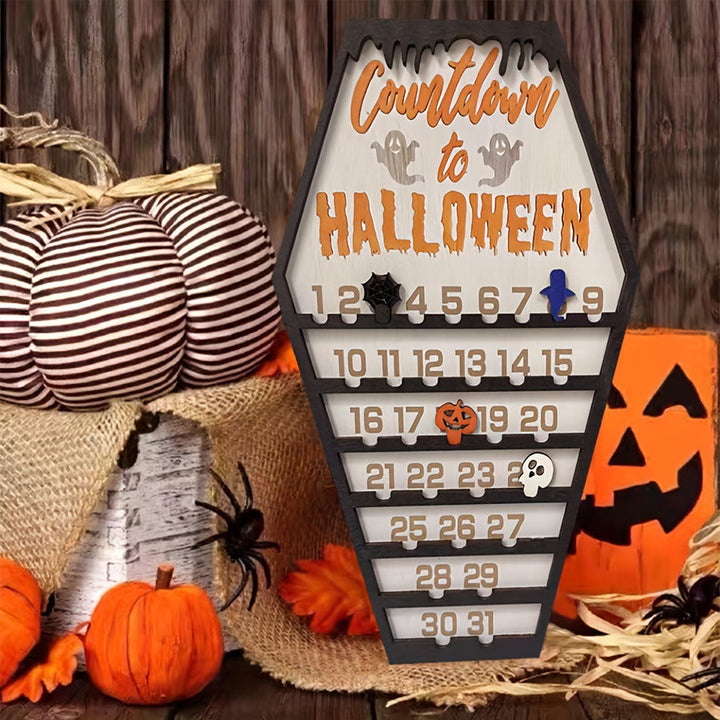 Halloween Wooden Countdown Calendar | 31-Day Mantel Decor