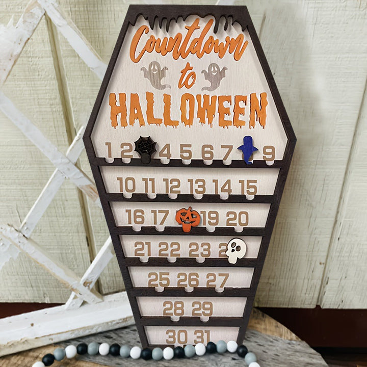 Halloween Wooden Countdown Calendar | 31-Day Mantel Decor