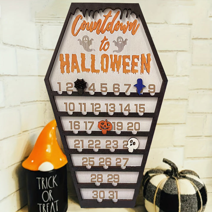 Halloween Wooden Countdown Calendar | 31-Day Mantel Decor