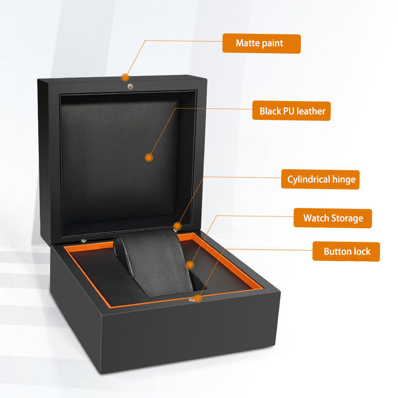 Matte Black Single Watch Box with PU Leather Lining