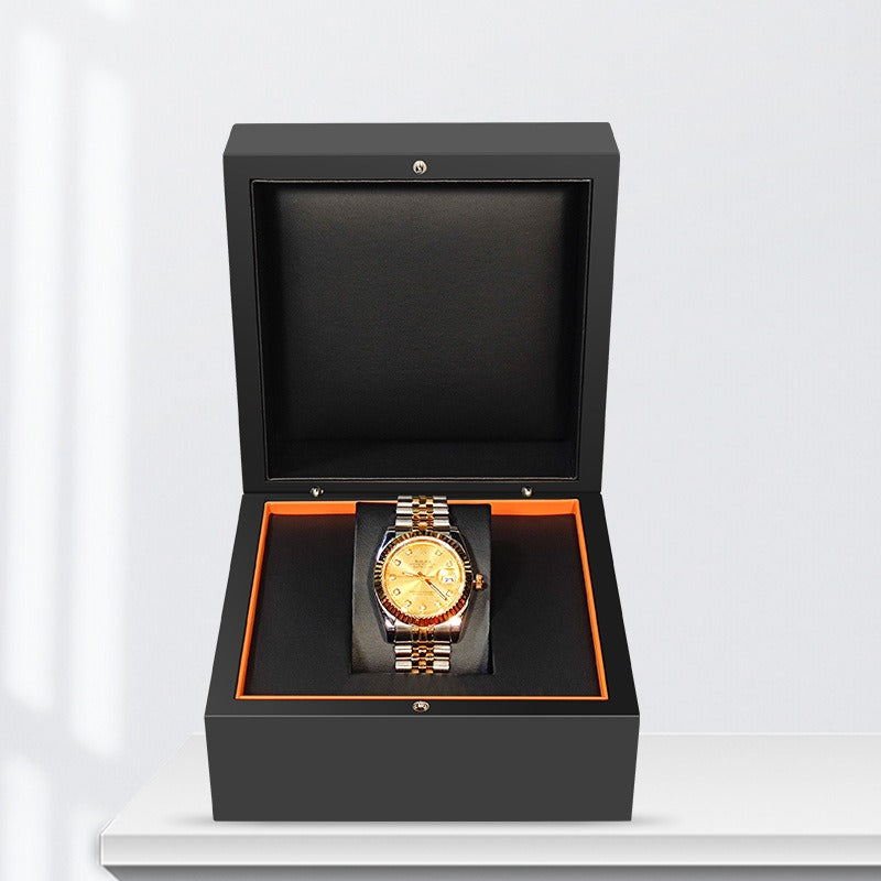 Matte Black Single Watch Box with PU Leather Lining