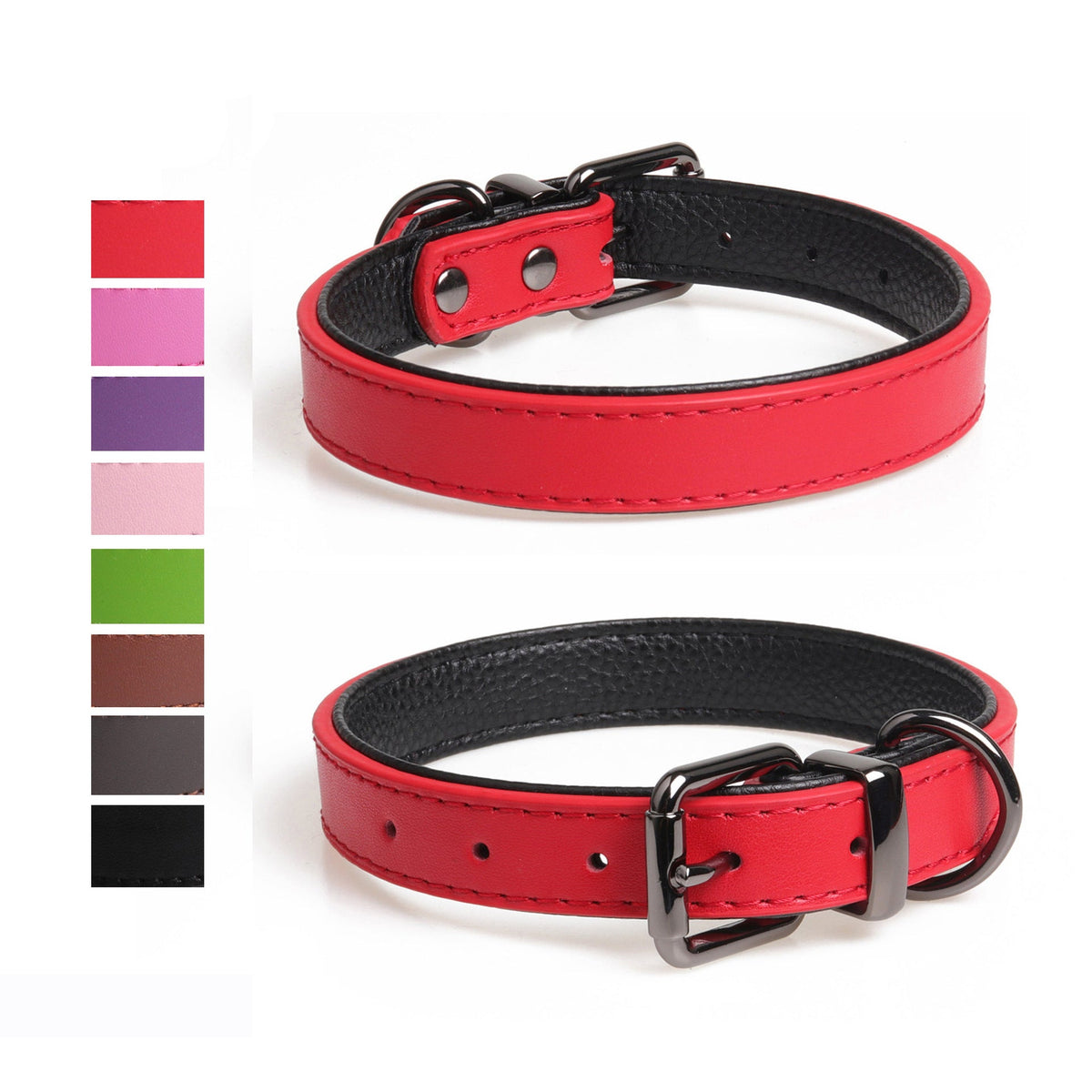Leather Pet Collar with Soft Double-Layer Comfort