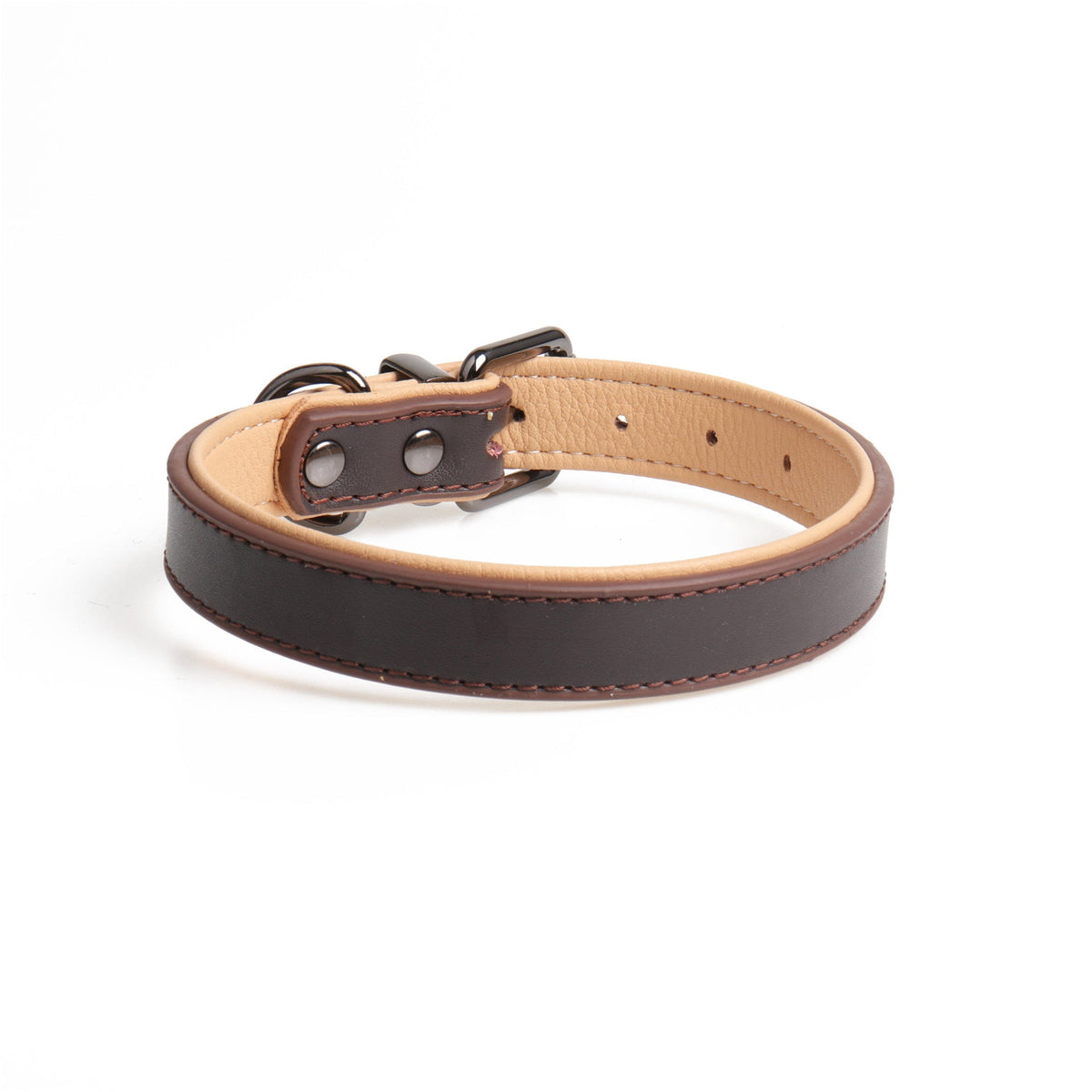 Leather Pet Collar with Soft Double-Layer Comfort