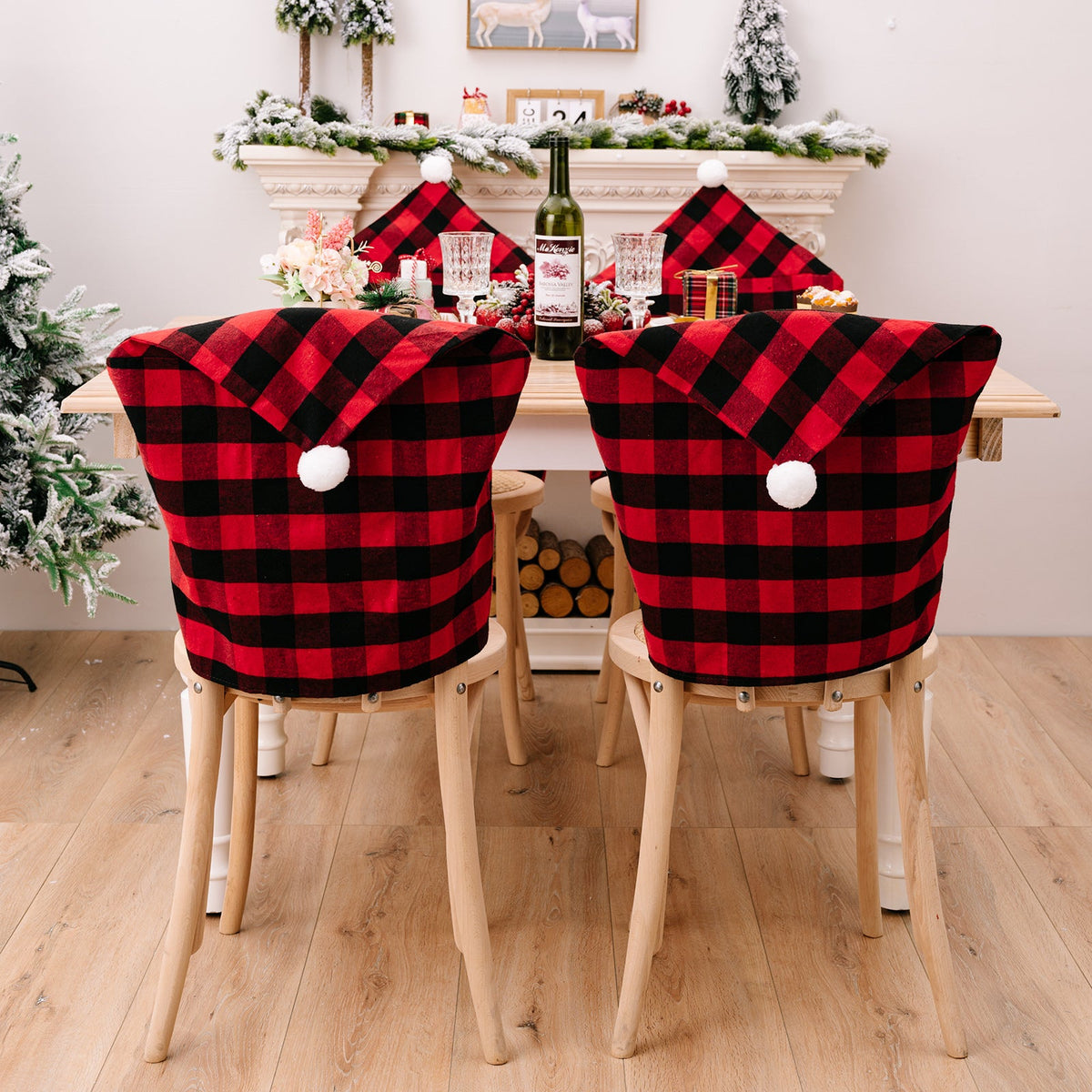 Christmas Chair Covers With Cozy Buffalo Plaid Decor