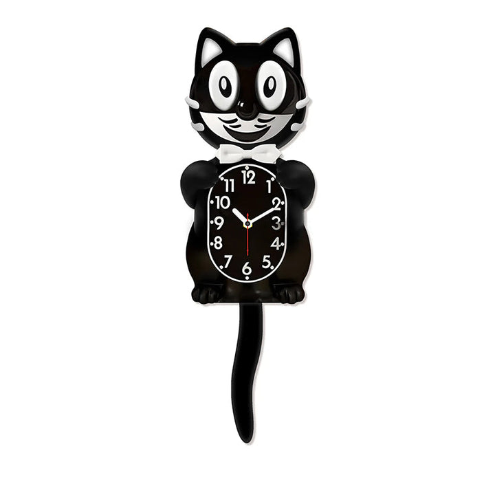Cat Wall Clock with Swinging Tail for Retro Decor Gift
