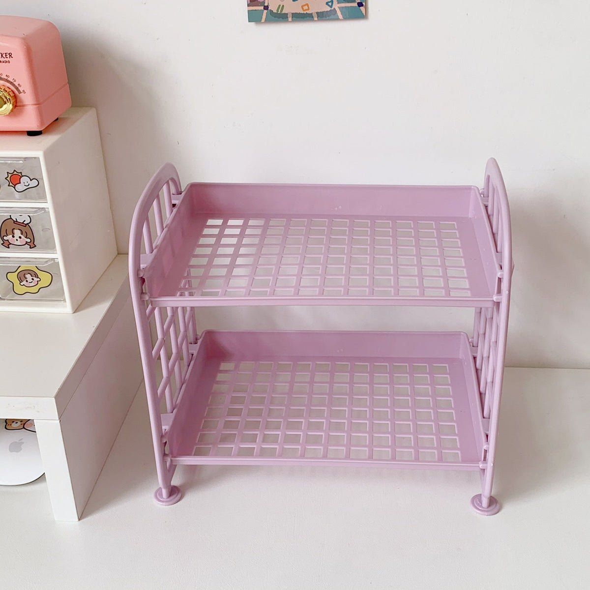 Double-Layer Desk Organizer Rack for Small Spaces