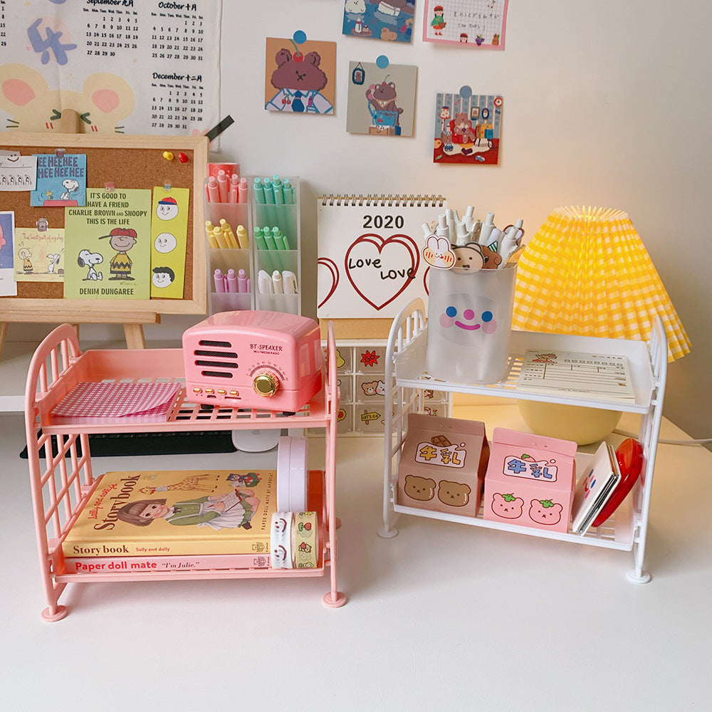 Double-Layer Desk Organizer Rack for Small Spaces