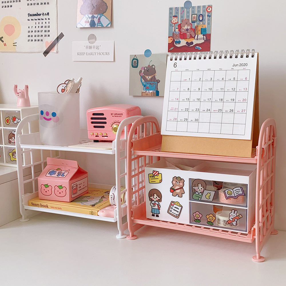 Double-Layer Desk Organizer Rack for Small Spaces