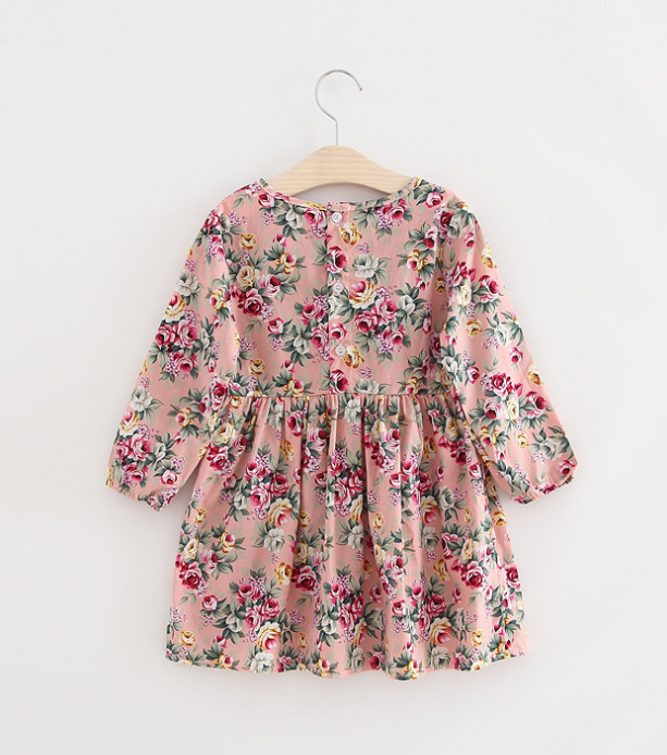 Girls Floral Dress With Long Sleeves For Special Days