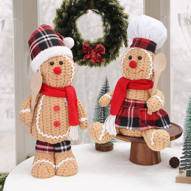 Christmas Gingerbread Doll Couple Holiday Mantel Decor