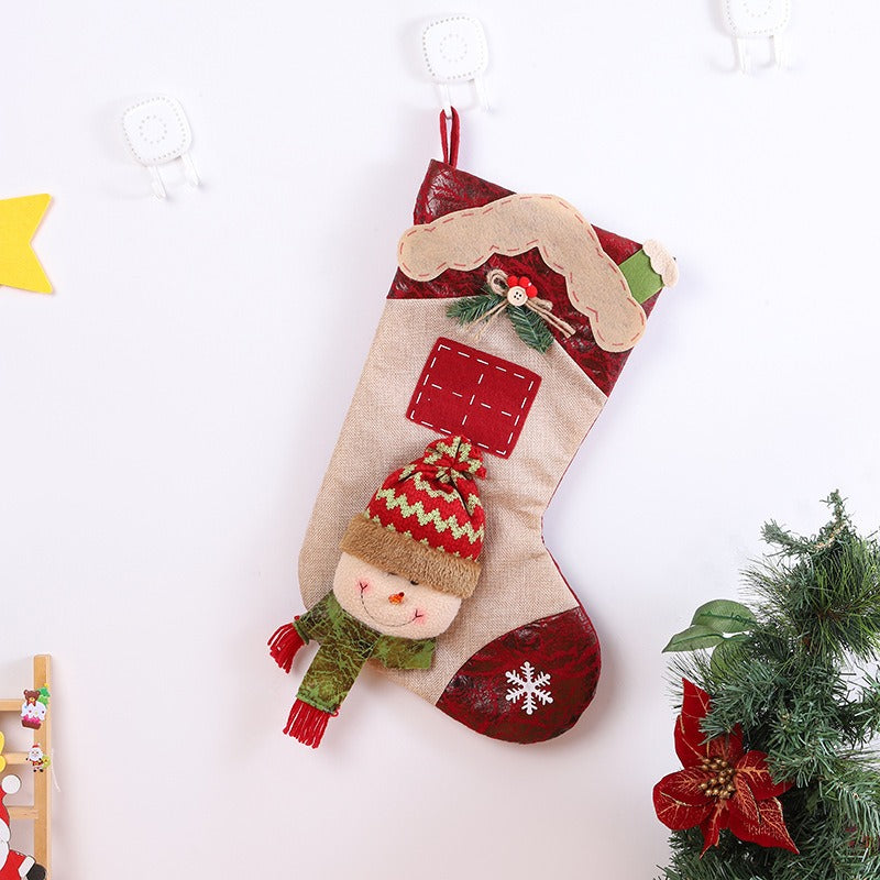 Large Christmas Stocking Gift Bag With Plush Character