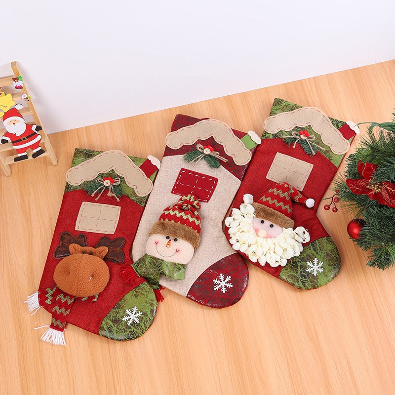 Large Christmas Stocking Gift Bag With Plush Character