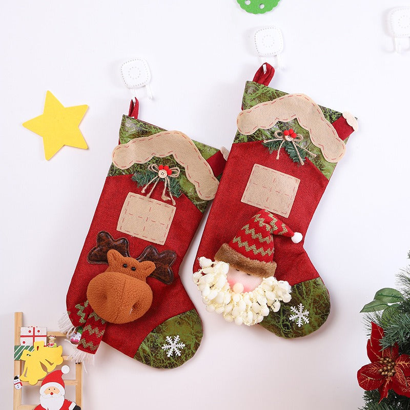 Large Christmas Stocking Gift Bag With Plush Character