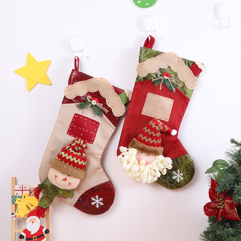 Large Christmas Stocking Gift Bag With Plush Character