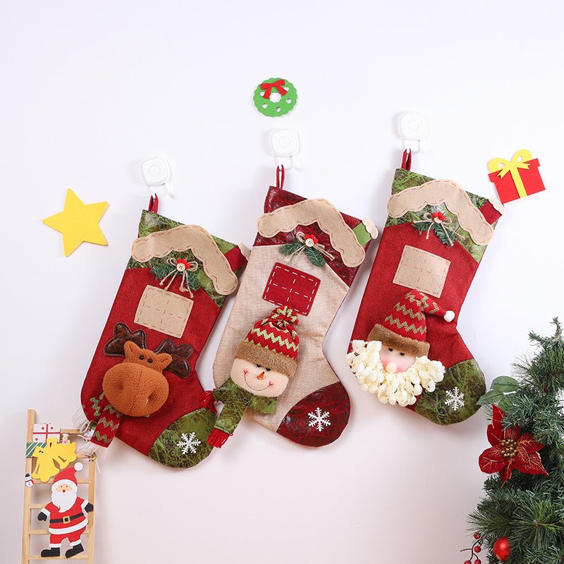 Large Christmas Stocking Gift Bag With Plush Character