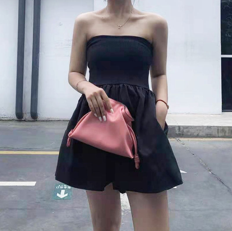 Small Leather Bucket Bag with Drawstring Crossbody Strap