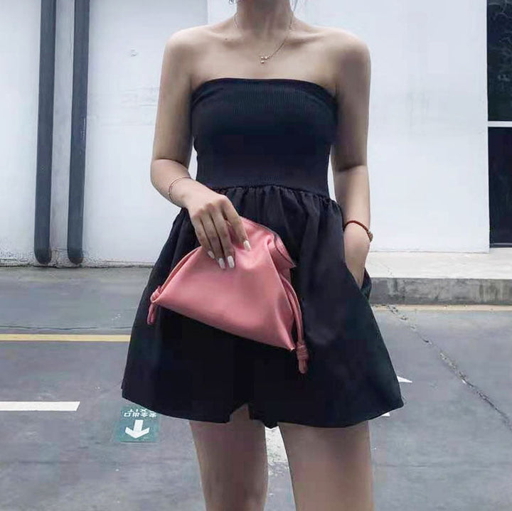 Small Leather Bucket Bag with Drawstring Crossbody Strap