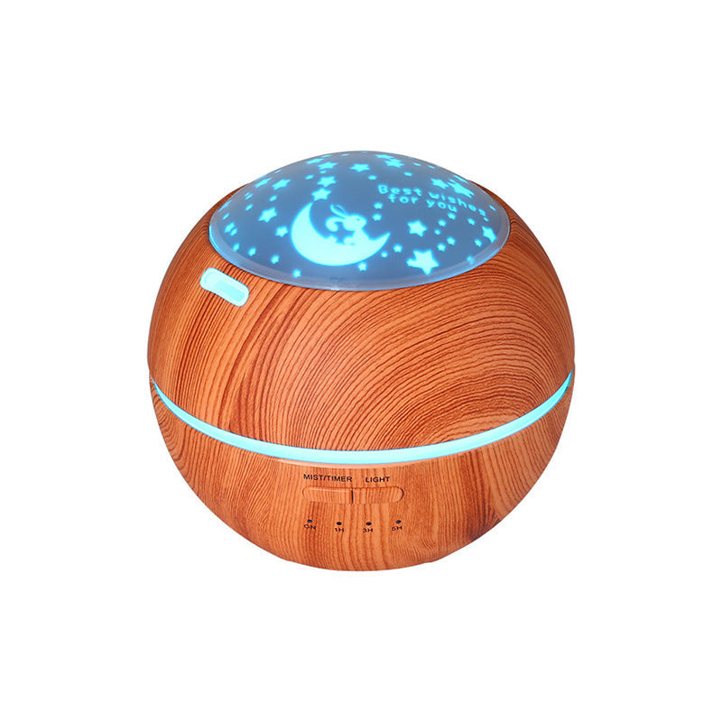 Wood Grain Aroma Diffuser with Star Moon Night Light
