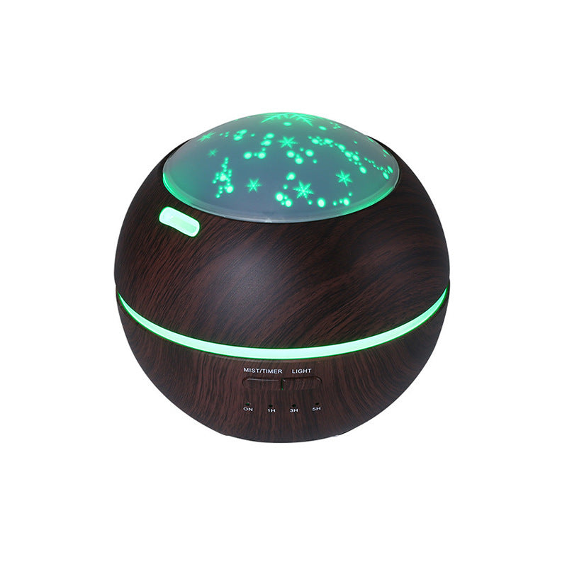 Wood Grain Aroma Diffuser with Star Moon Night Light