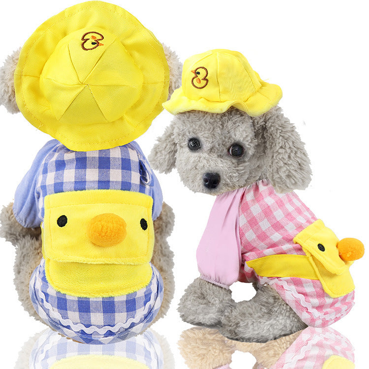 Duck Pet Costume Set With Matching Cap for Small Pets
