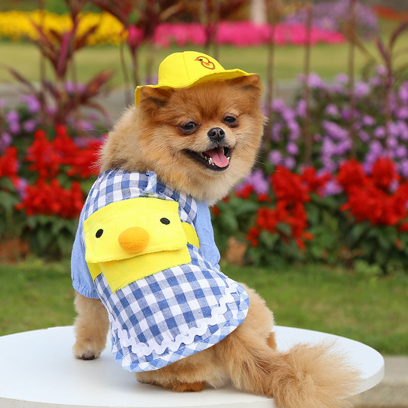 Duck Pet Costume Set With Matching Cap for Small Pets