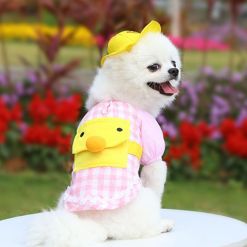 Duck Pet Costume Set With Matching Cap for Small Pets