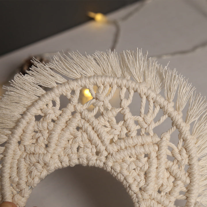 Hand-Woven Moon Wall Hanging for Bohemian Room Warmth